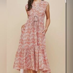 Pinch Design Red and White High Low Dress